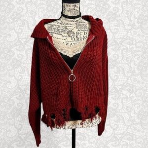 Dolls Kill Current Mood Everything Sucks Crop Red Sweater!